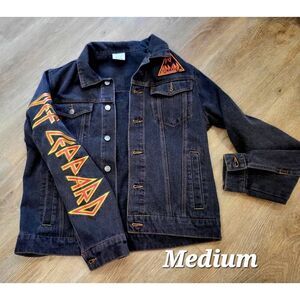 Def Leppard band denim jean jacket black 2017 men's medium